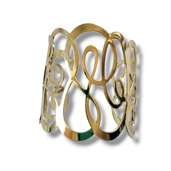 NWOT Elegant Gold Tone Swirl Open Cuff Bracelet - Picture 5 of 7